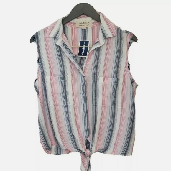 Cloth & Stone Anthropologie Striped Frayed Top - Picture 2 of 8